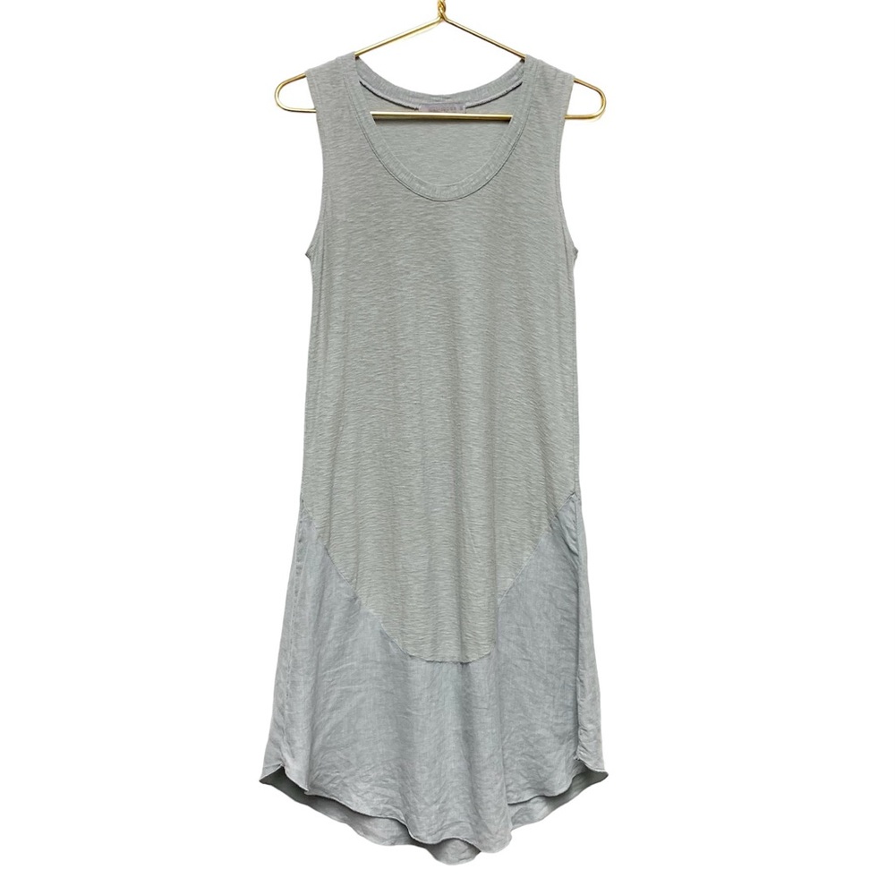 Cut Loose Linen Midi Dress Size XS Contrast Panel Sleeveless Tank Blue Grey - Picture 1 of 13